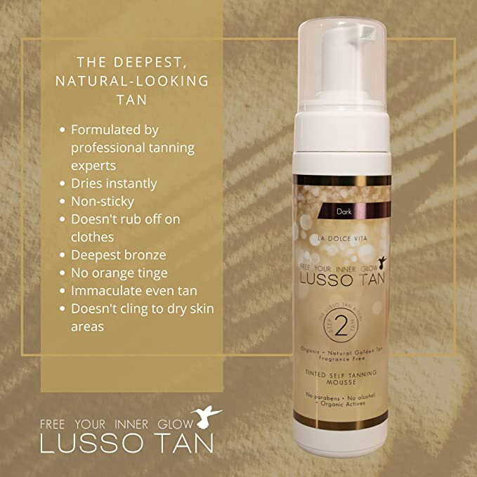 Lusso Tan | Tinted Self Tanning Mousse | Dark